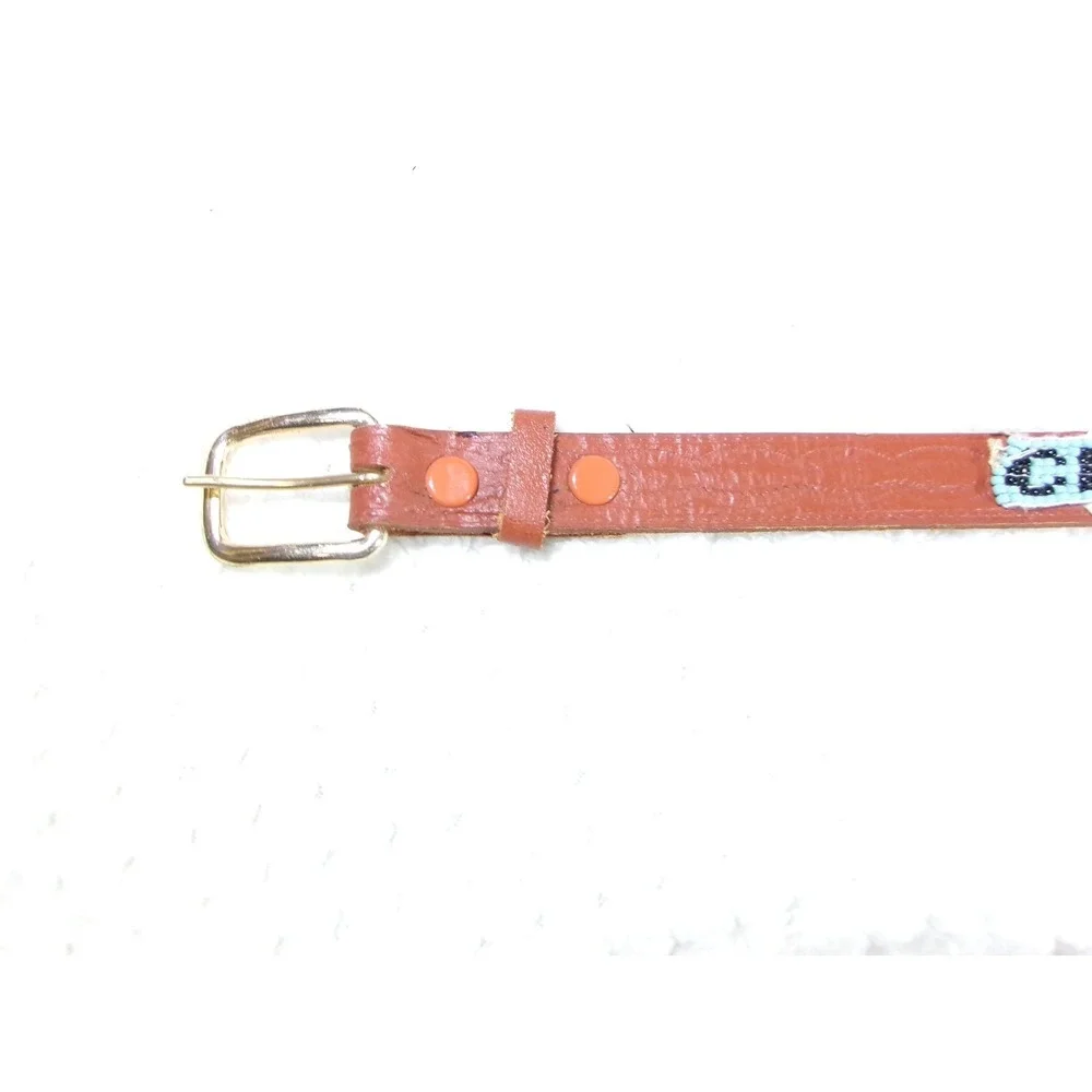Cripple Creek‎ Co Decorative Beaded Leather Dog Collar Size 20 Western Cowhide